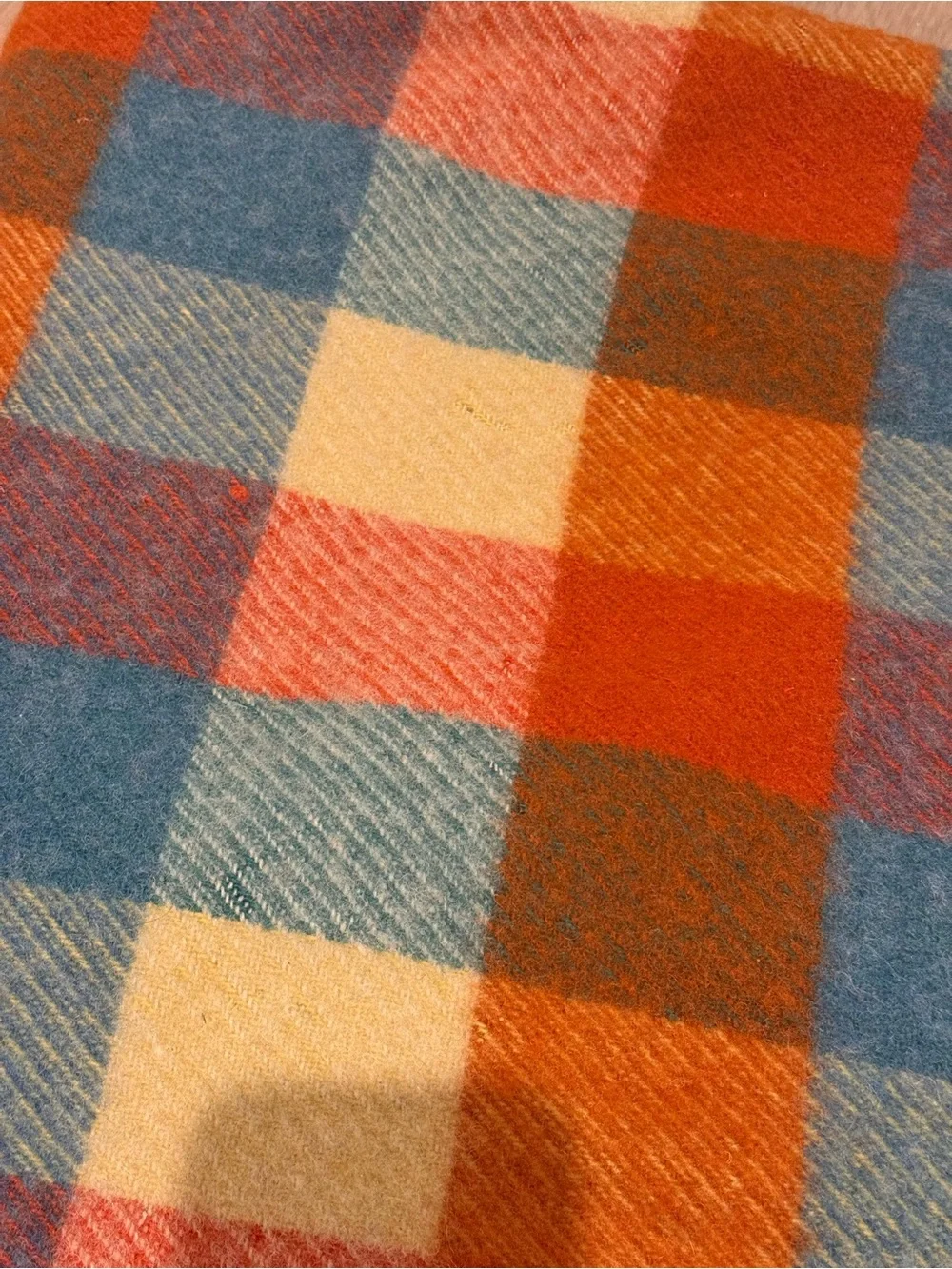 Check Wool Throw Blanket in Multi-Color